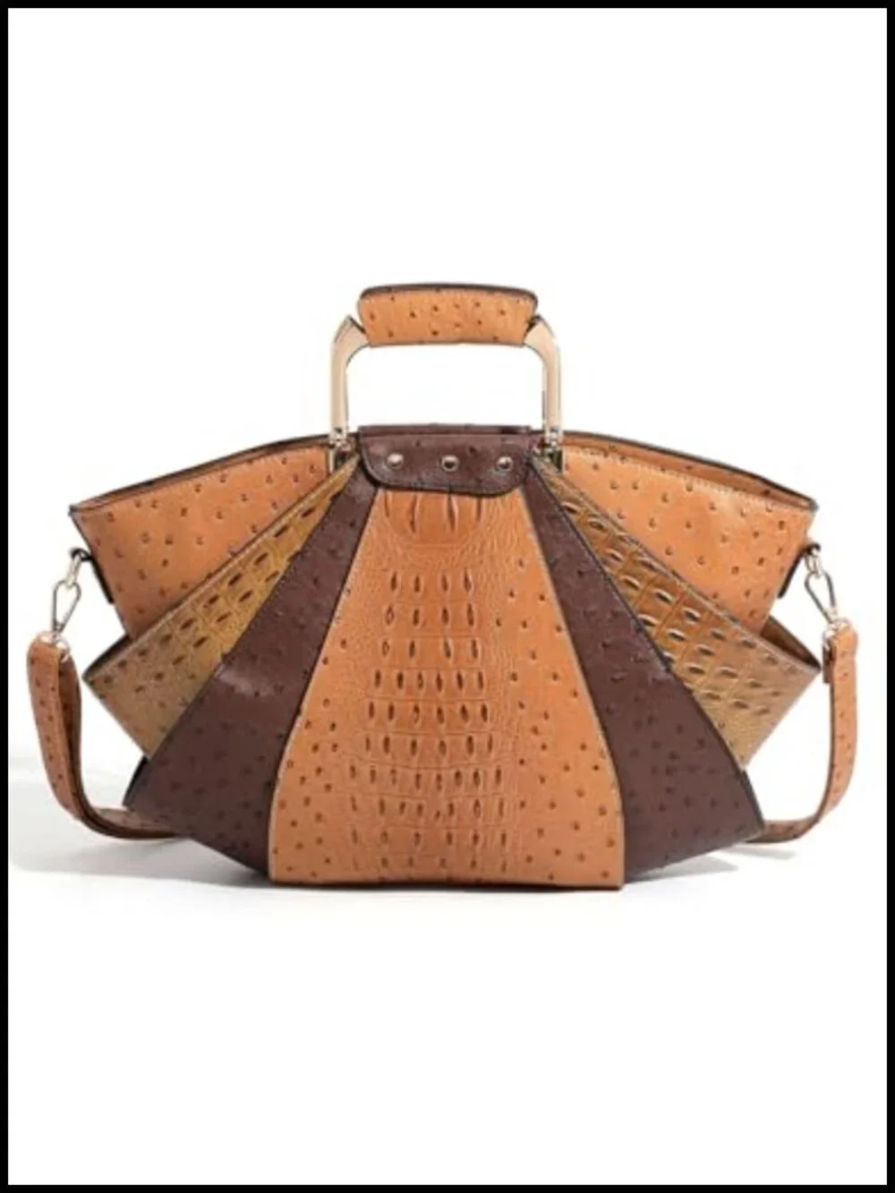 Vintage Croco-Embossed Satchel Tote with Detachable Strap & Wallet Set